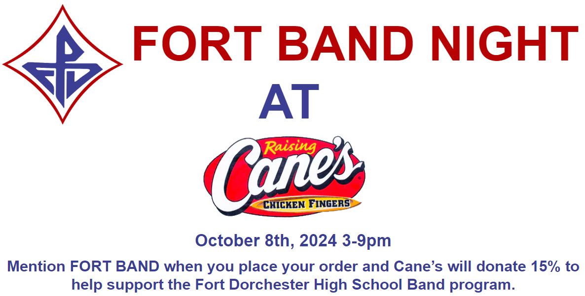 Fort Dorchester Band Fundraiser at Raising Cane's