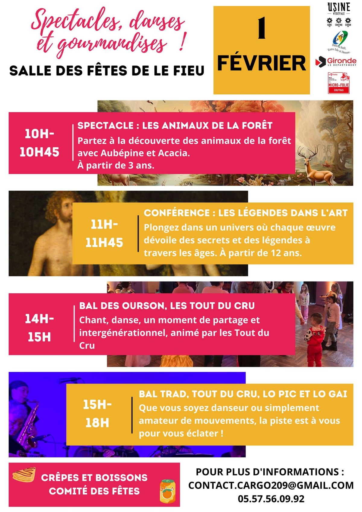 \ud83c\udf89 Spectacles, danses et gourmandises : Une journ\u00e9e festive \u00e0 Le Fieu ! \ud83c\udf89