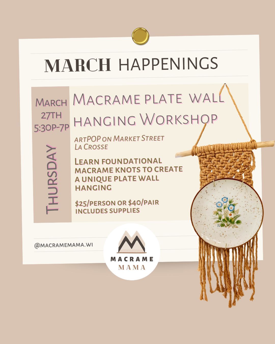 Macrame Plate Wall Hanging Workshop