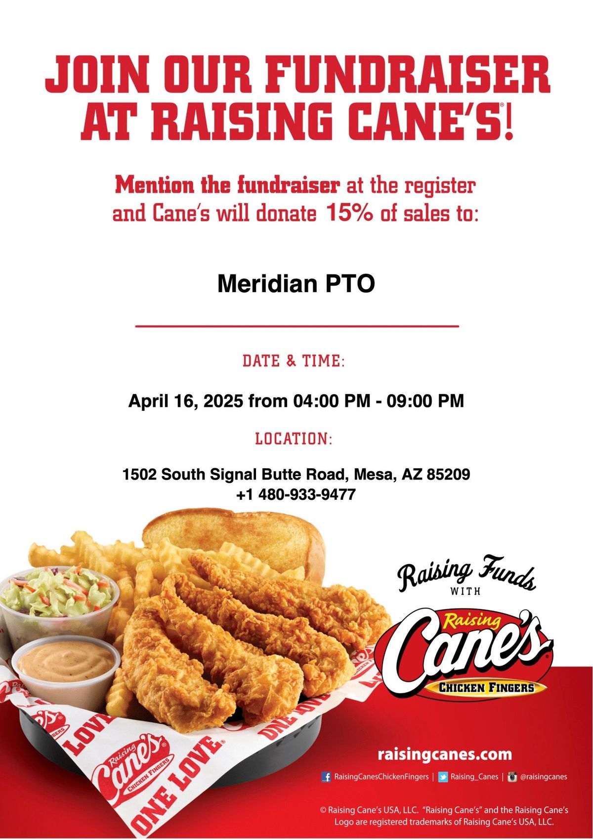 Raising Canes Fundraiser