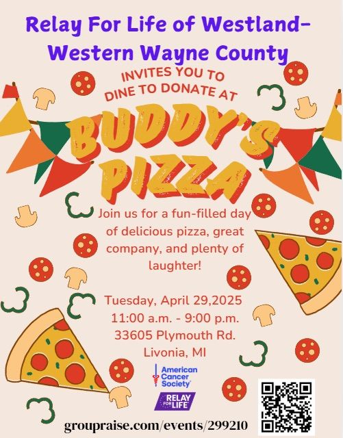 Relay For Life Dine to Donate Buddy\u2019s Pizza