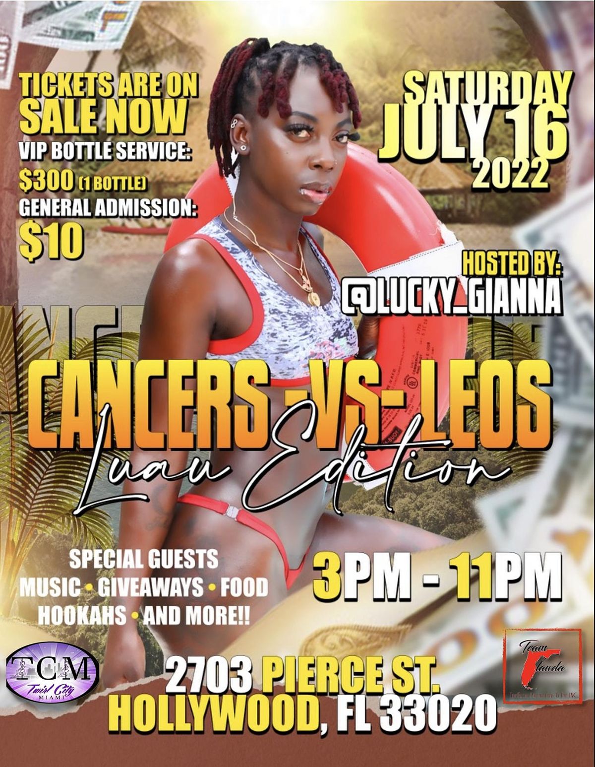 Cancers Vs Leos Luau Pool Party, 2703 Pierce St, Hollywood, 16 July 2022