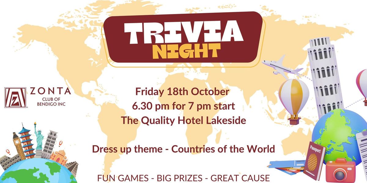 Zonta Club of Bendigo Trivia Night - Dress up theme "Countries of the World"