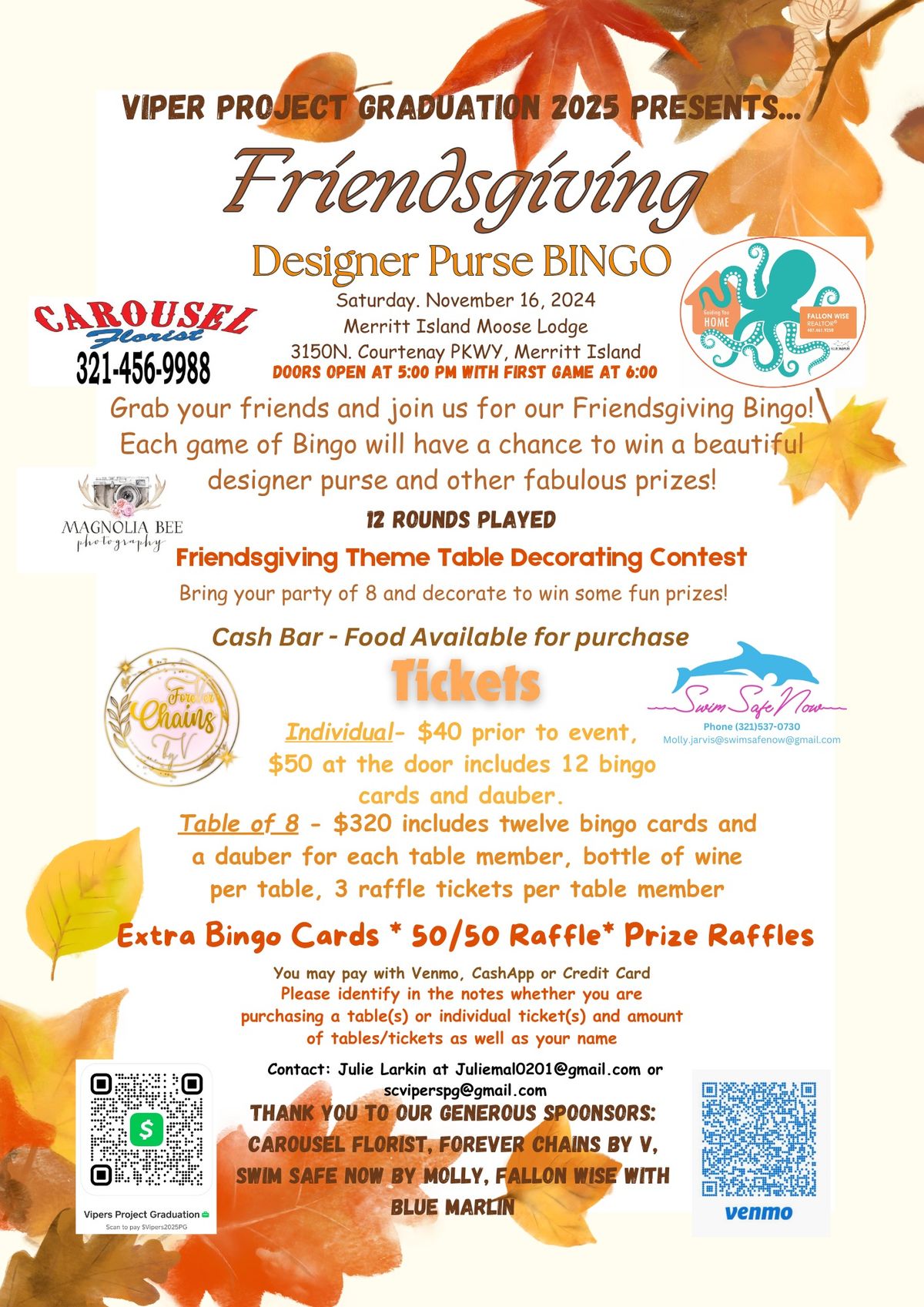 \u201cFriendsgiving\u201d Purse Bingo by Viper Project Graduation 2025