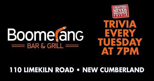 Trivia Tuesday @ Boomerang Bar and Grill