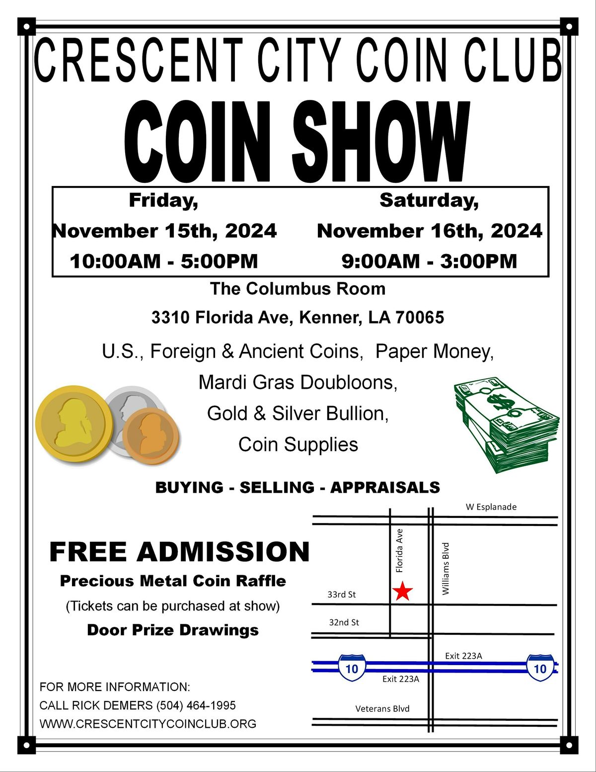 Crescent City Coin Club \u2013 2024 November Coin Show