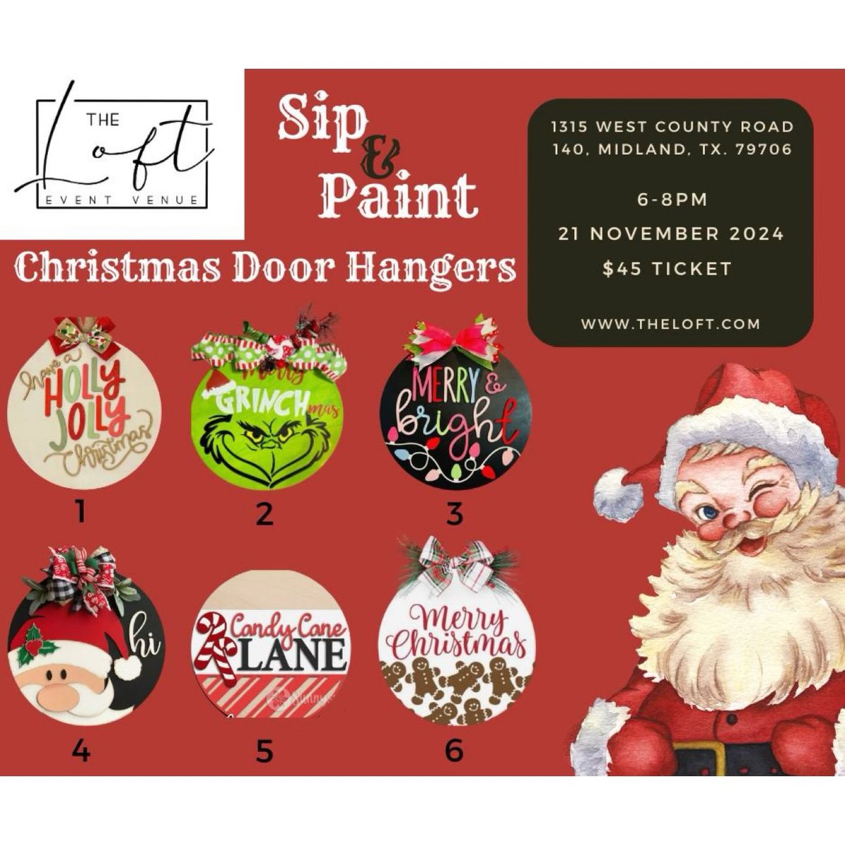 Christmas Door Hanger Sip and Paint 