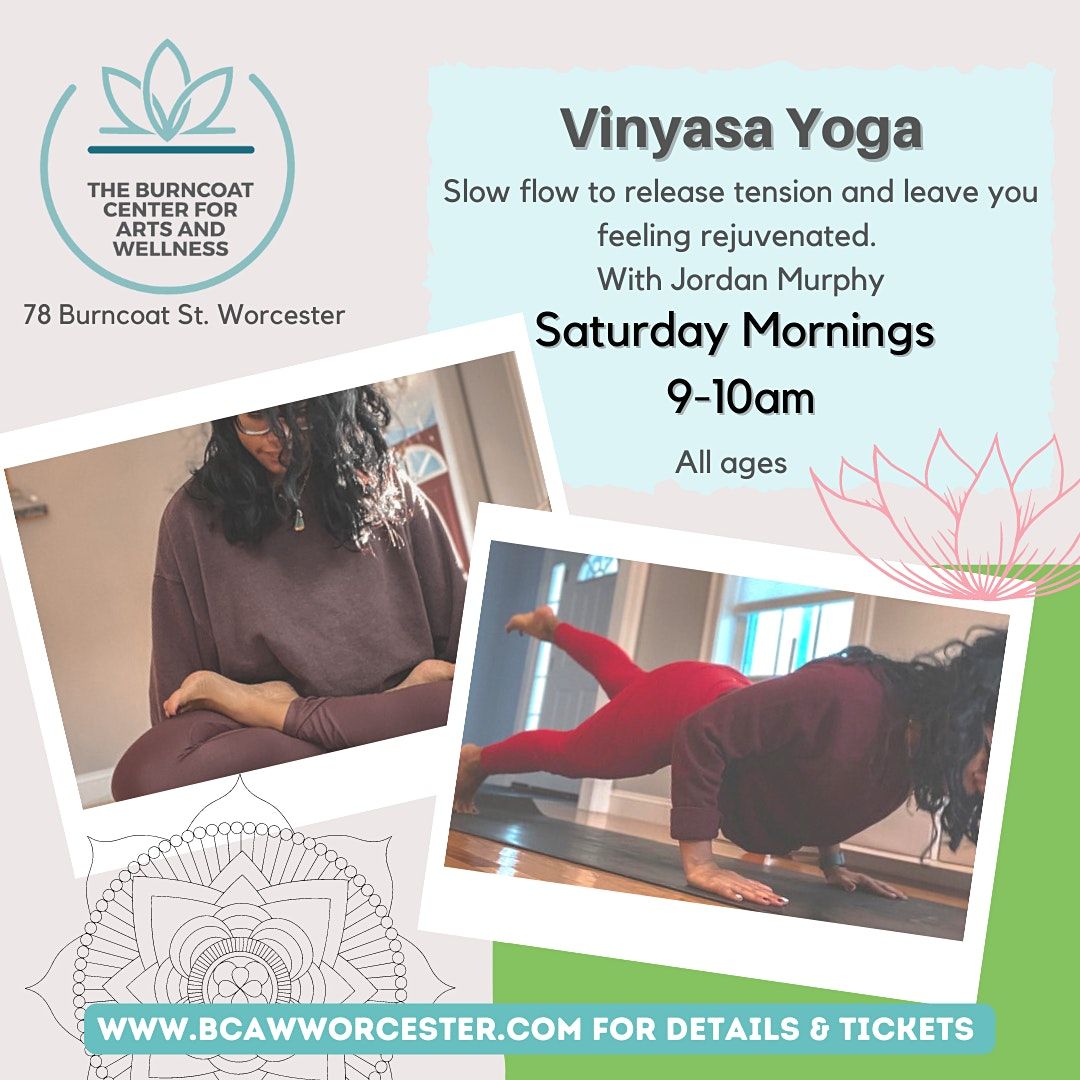 Morning Vinyasa outdoor Yoga class Jordan Murphy, The Burncoat Center