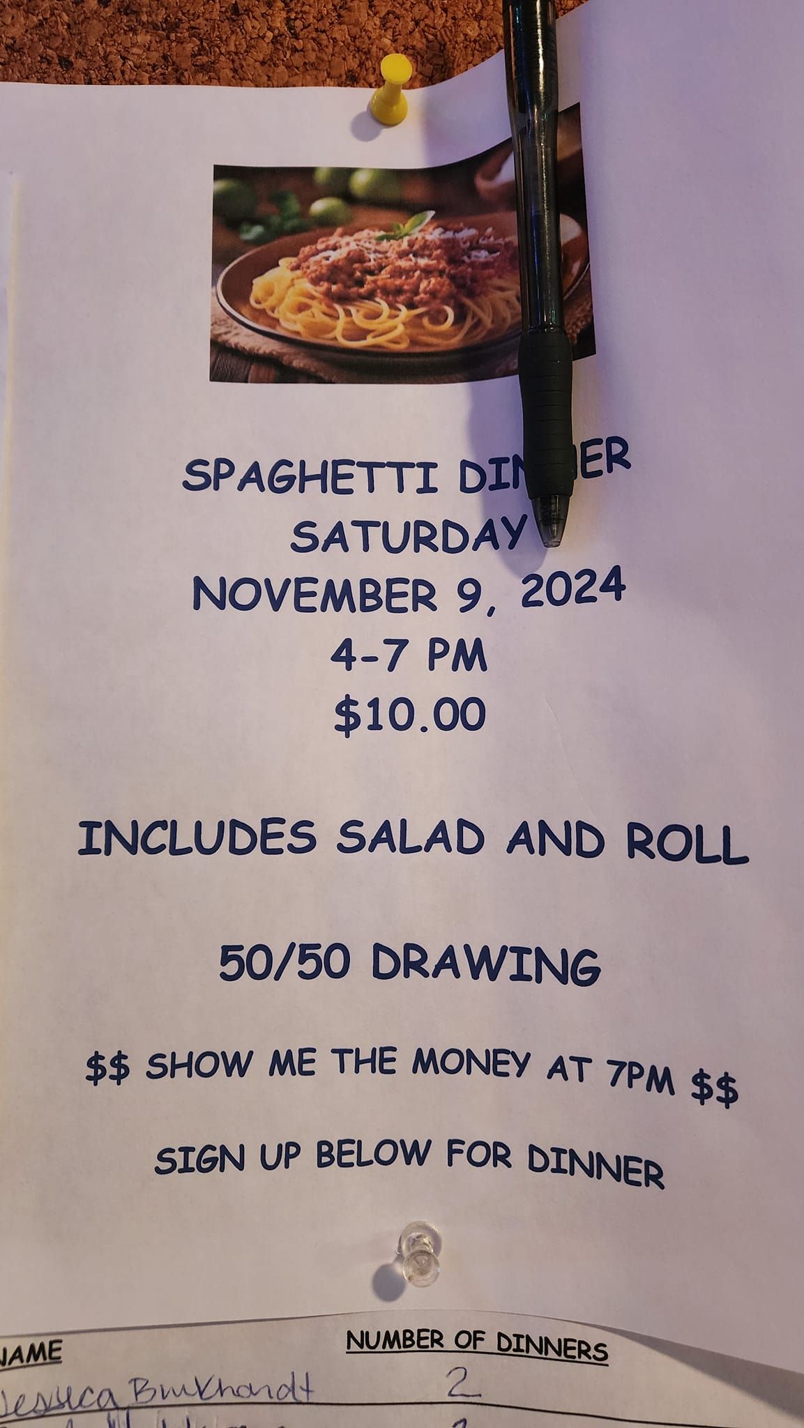 VPs Spaghetti dinner & show me the $$