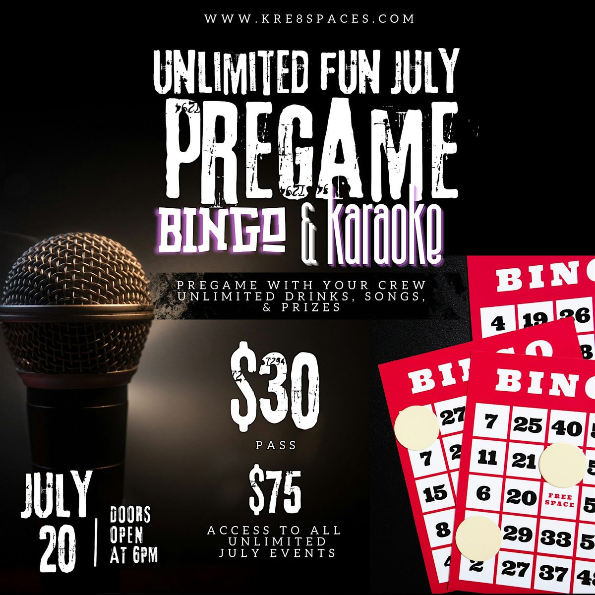 Unlimited Bingo Drinks & Karaoke Night