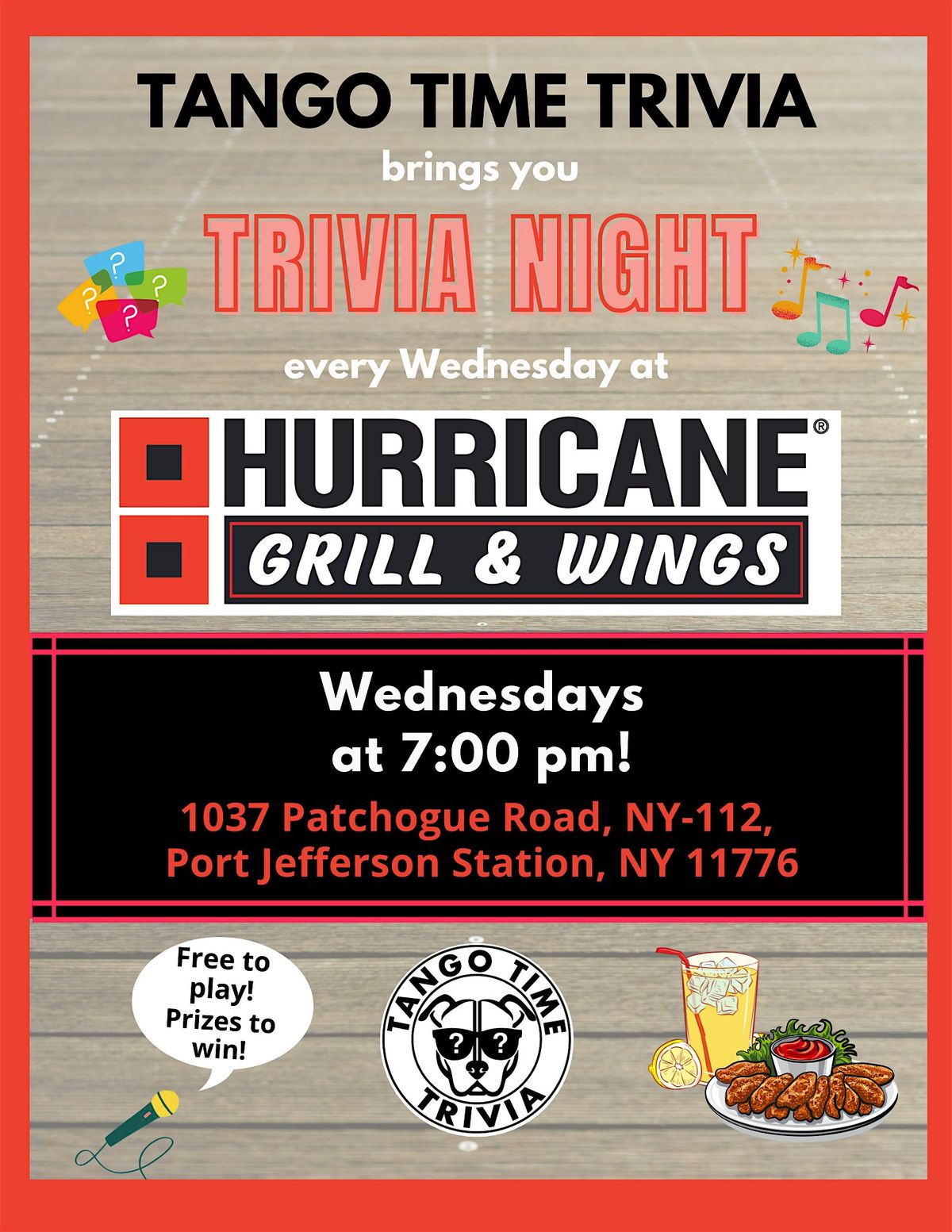 FREE Wednesday Trivia Show! Hurricane Grill & Wings in Port Jeff Stn.