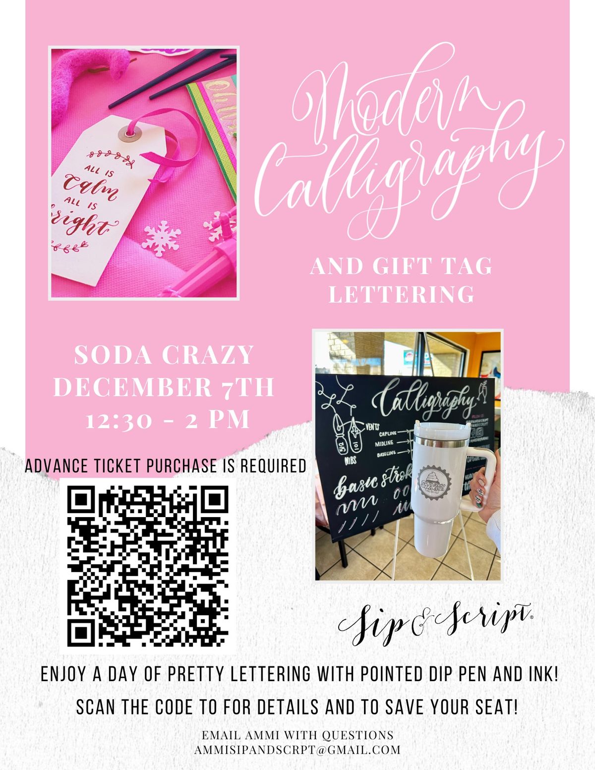 Modern Calligraphy & Gift Tag Lettering for Beginners at Soda Crazy