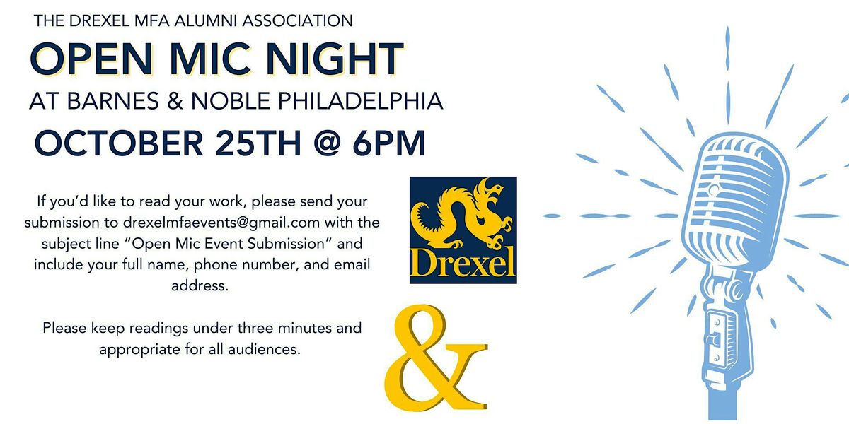 Open Mic Night with the Drexel MFA Alumni Association at B&N Philadelphia