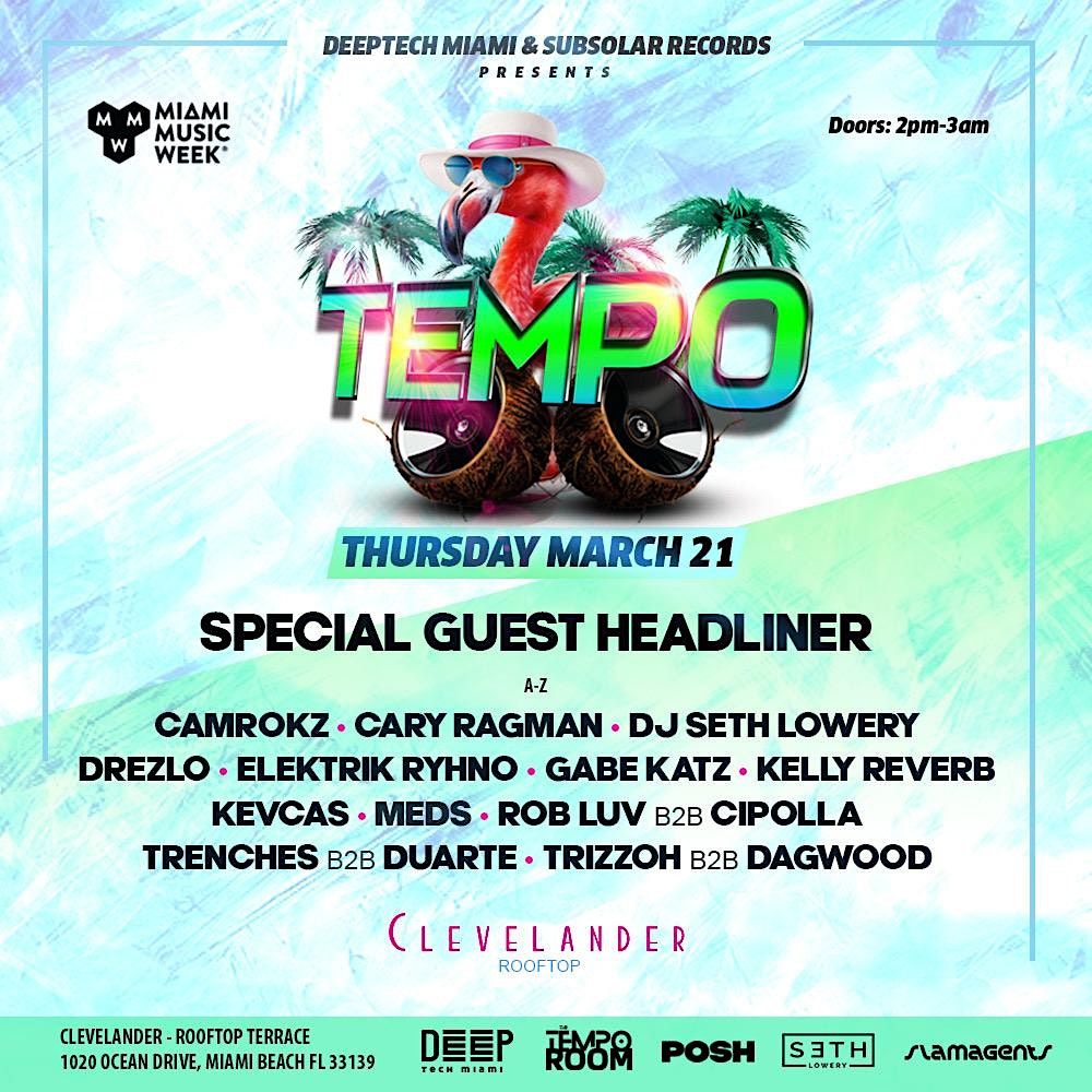 \u201cTempo\u201d Miami Music Week rooftop event with Special Guest Headliner