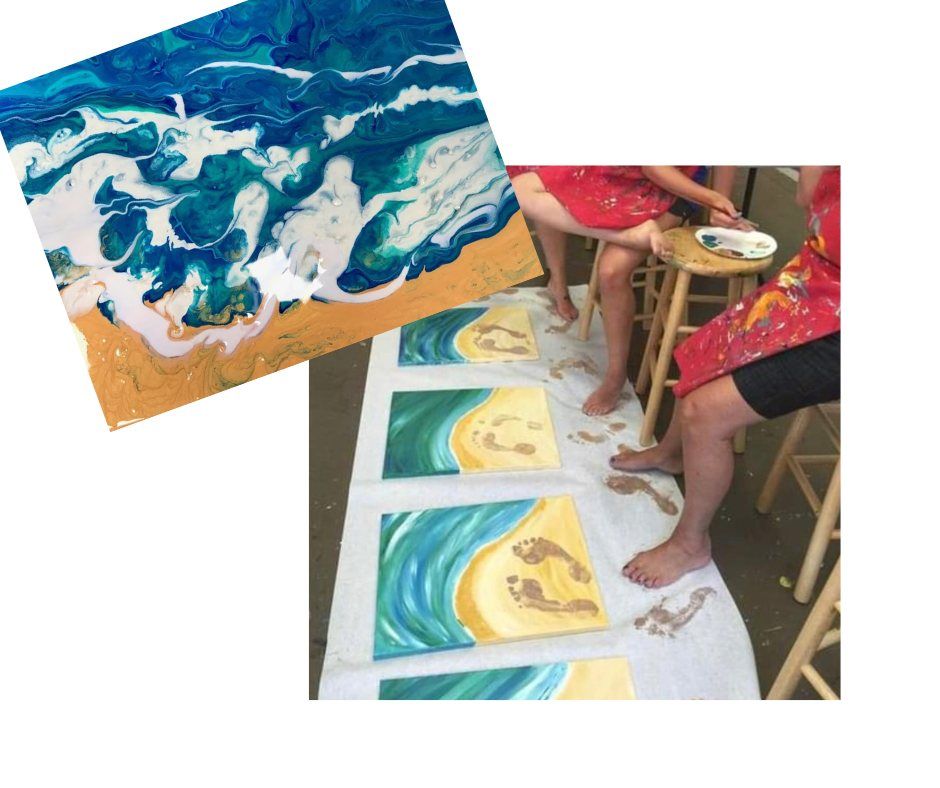 Atypical Sip & Paint Pour - Waves and Toes - Who Loves the Lake?
