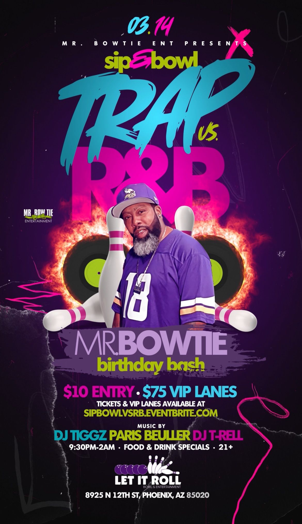 Sip & Bowl - Trap vs R&B Bowtie Birthday Bash