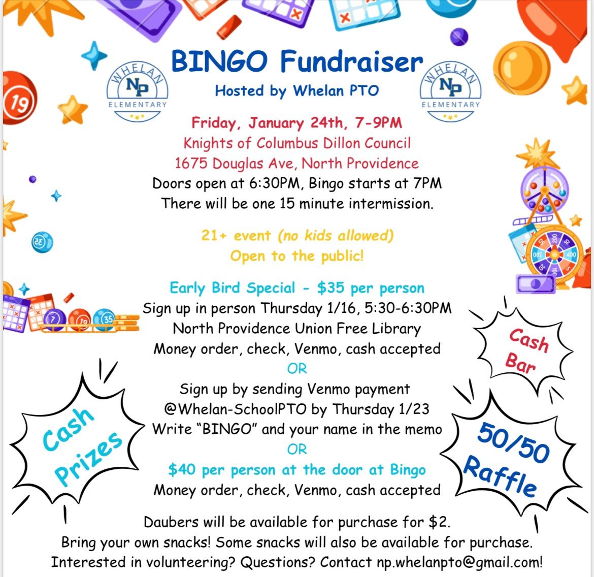 Whelan Adult BINGO Fundraiser 