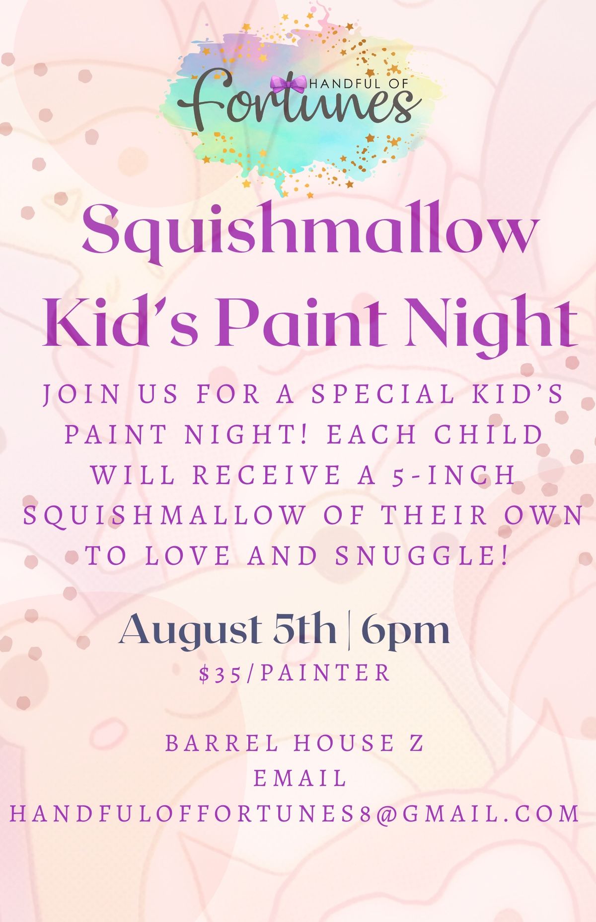 **SOLD OUT** SQUISHMALLOW kid\u2019s paint night!!