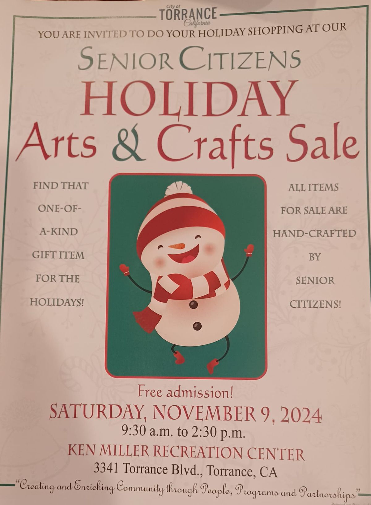 Senior Citizens Holiday Arts and Crafts Fair