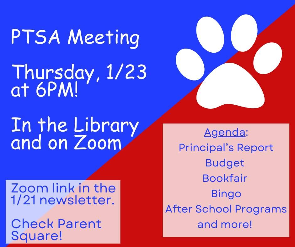 January JME PTSA Meeting