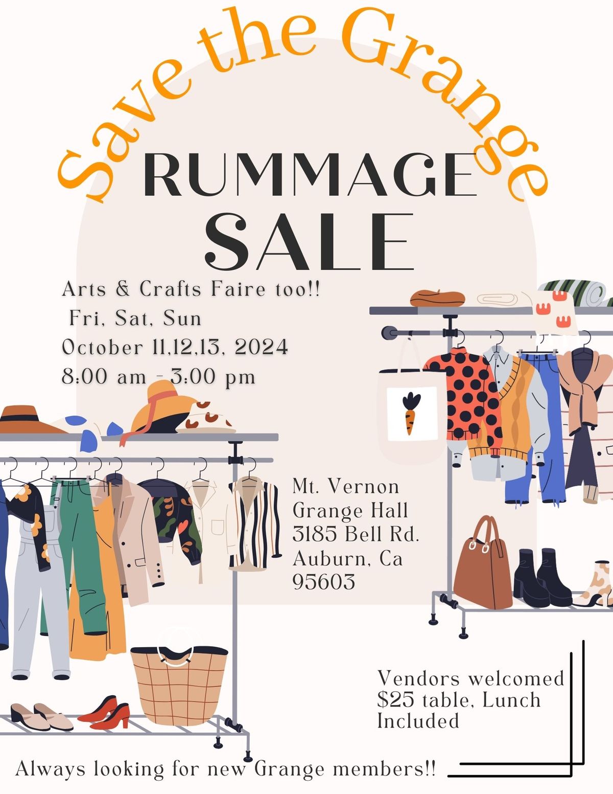 Save The Grange Rummage Sale & Arts Crafts Faire