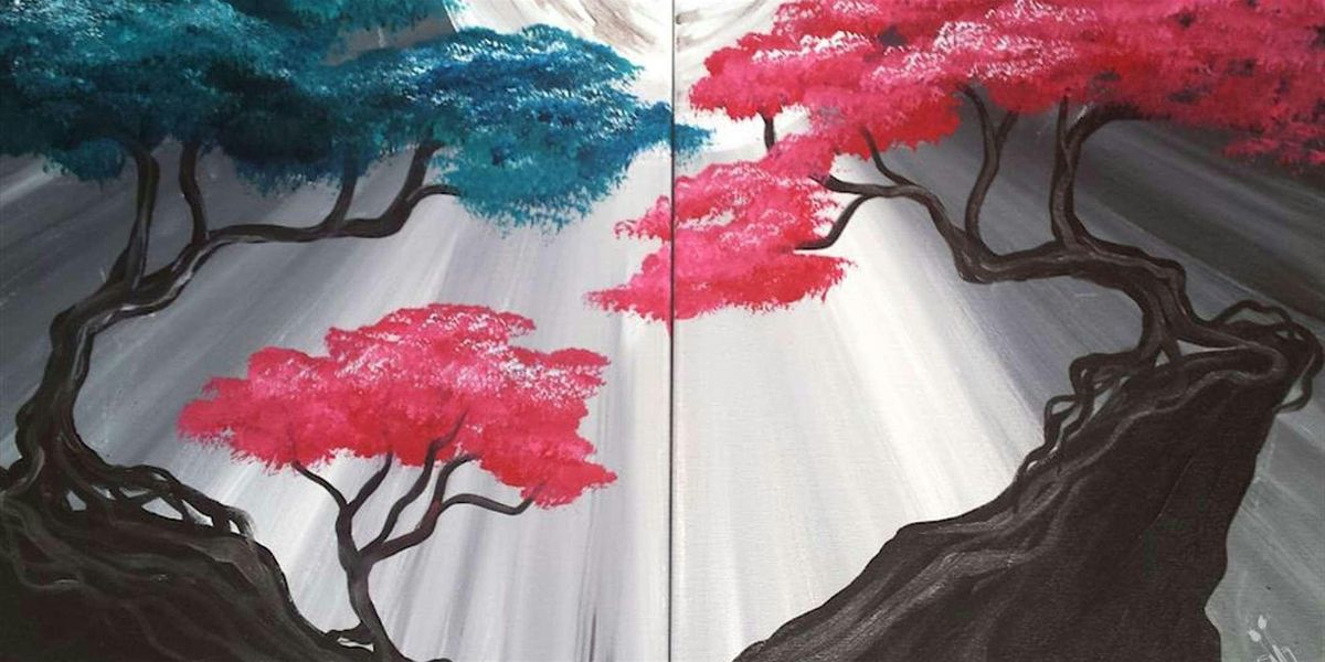 Dual Canvas Ethereal Trees - Paint and Sip by Classpop!\u2122