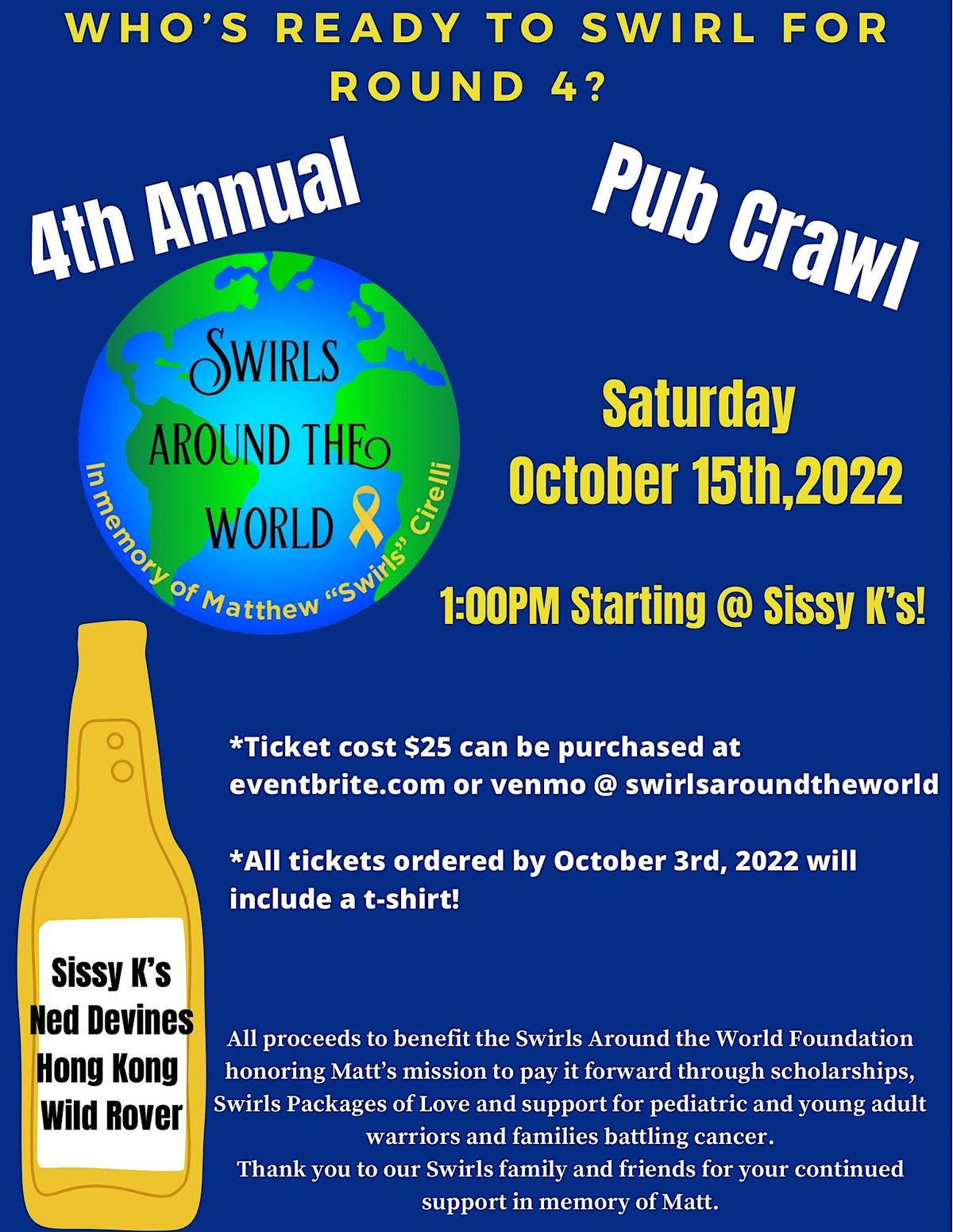 Swirls Around the World 4th Annual Pub Crawl