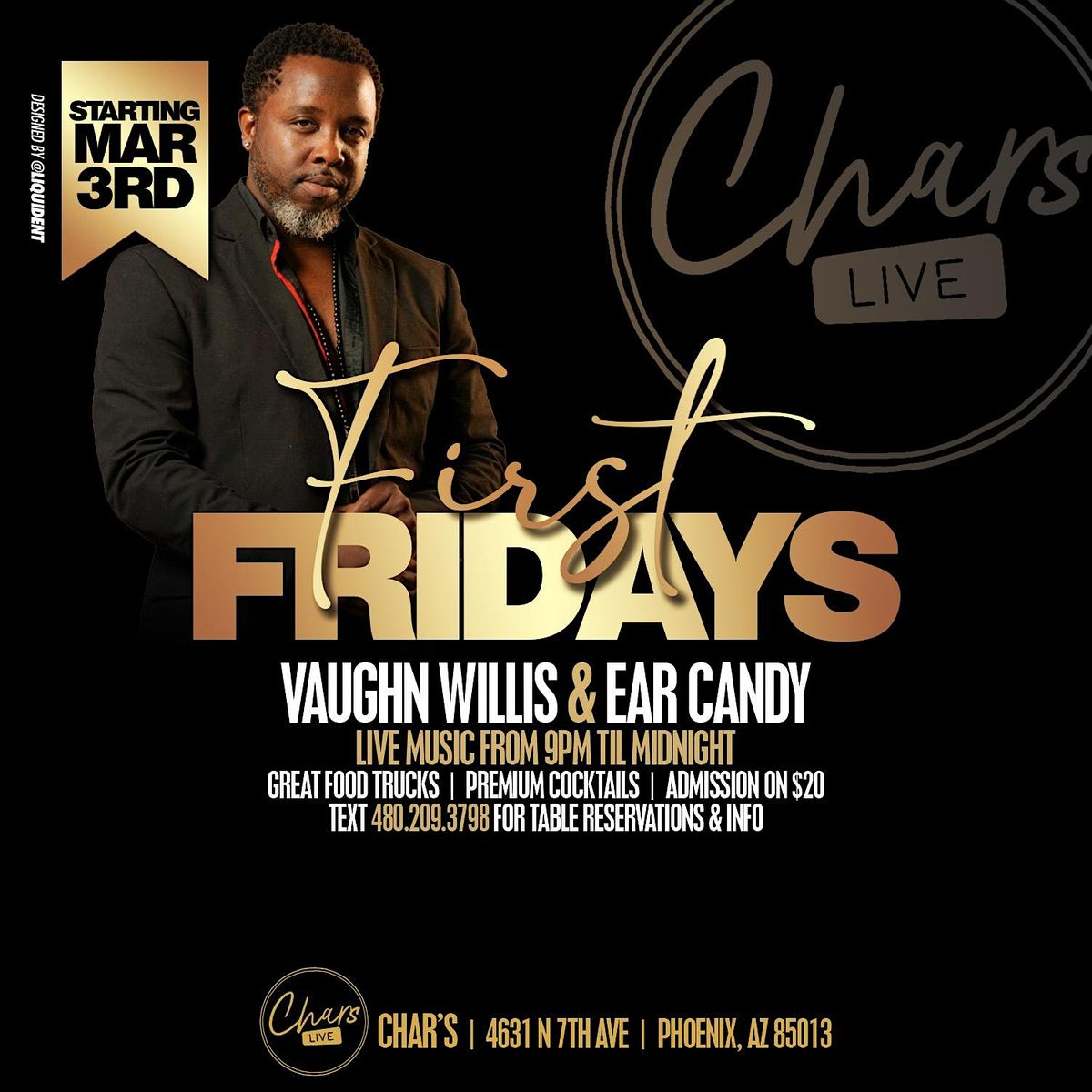 First Fridays at Chars Live w/Vaughn Willis and Ear Candy!, Chars LIVE