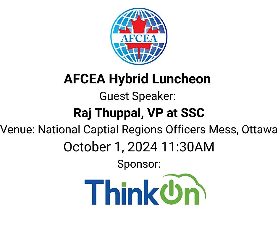 AFCEA Hybrid October Luncheon: Raj Thuppal, VP at SSC