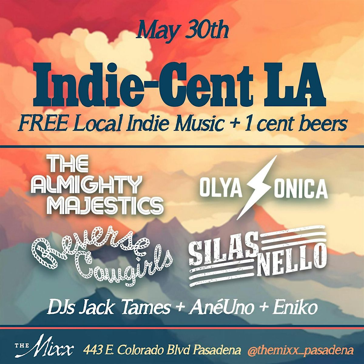 INDIE0CENT LA - FREE LIve Indie Music & I Cent Beers All Night Long !