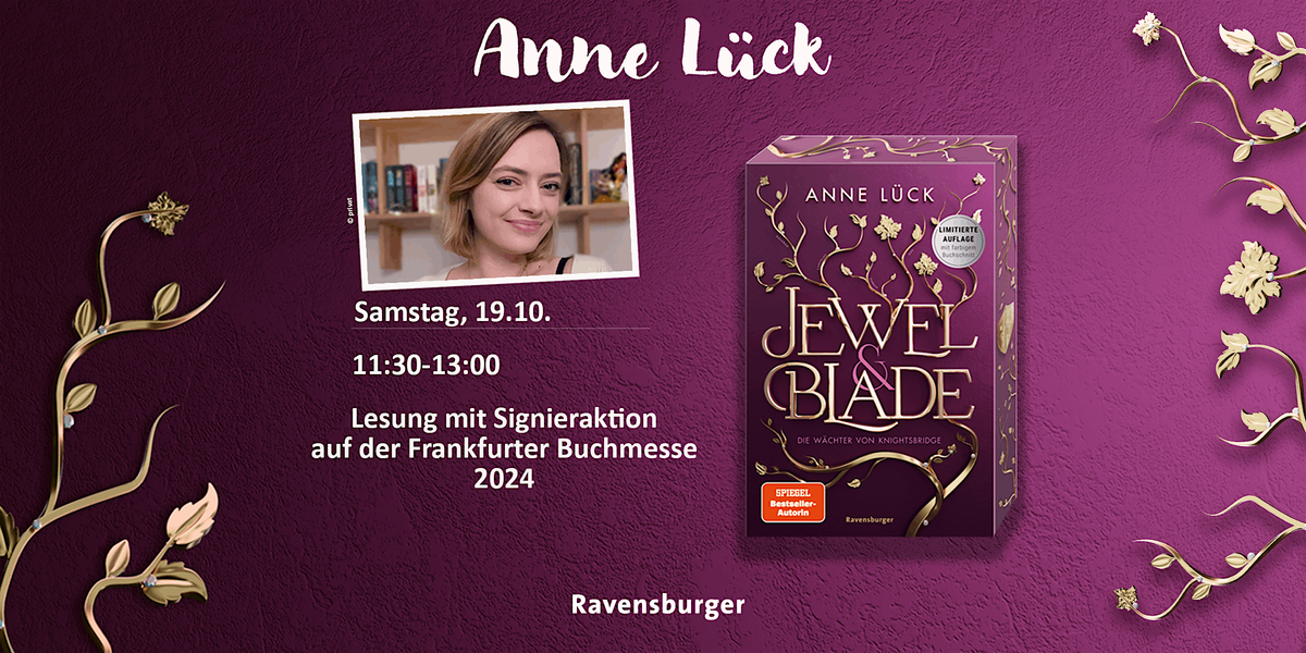 Anne L\u00fcck: Lesung mit Signieraktion auf der Frankfurter Buchmesse 2024