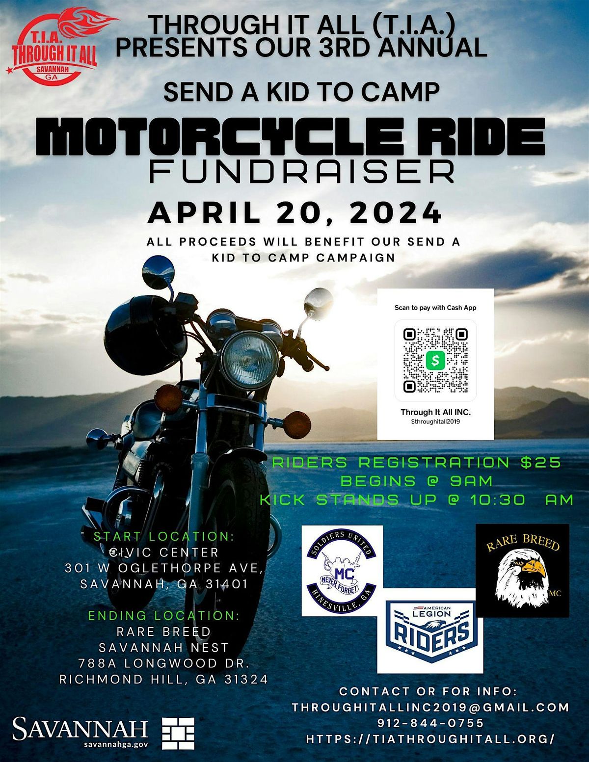 Through It All (T.I.A) Send A Kid To Camp Motorcycle Ride Fundraiser