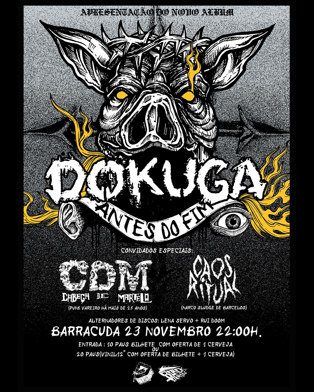 DOKUGA + C.D.M. + CAOS RITUAL - Apresenta\u00e7\u00e3o do novo disco de Dokuga "Antes do Fim"