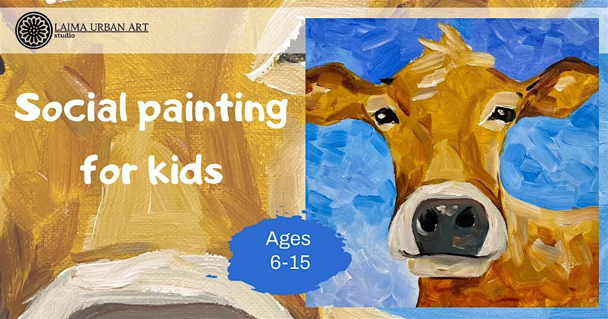 Social painting for kids "Baby cow".