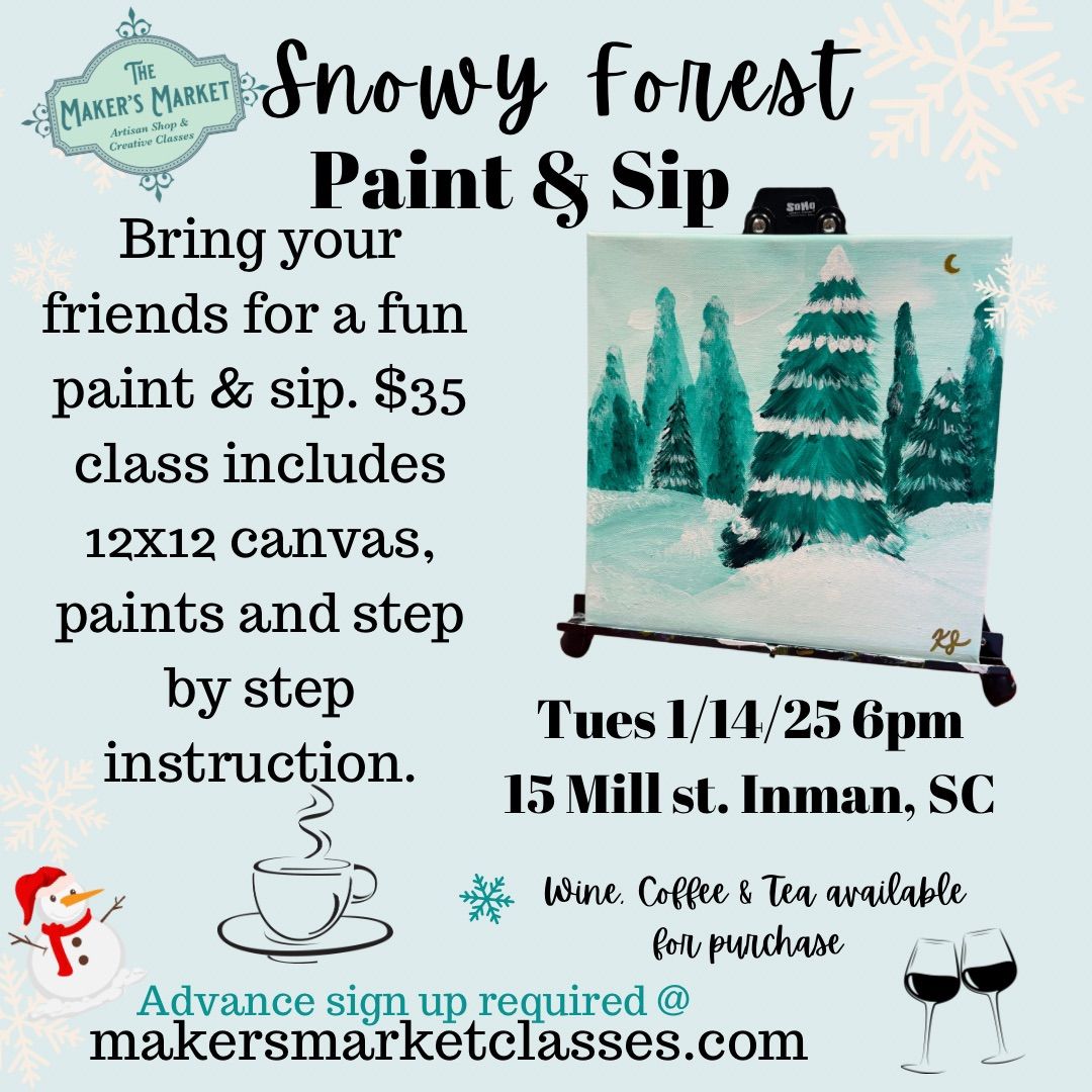 Snowy Forest Paint & Sip 