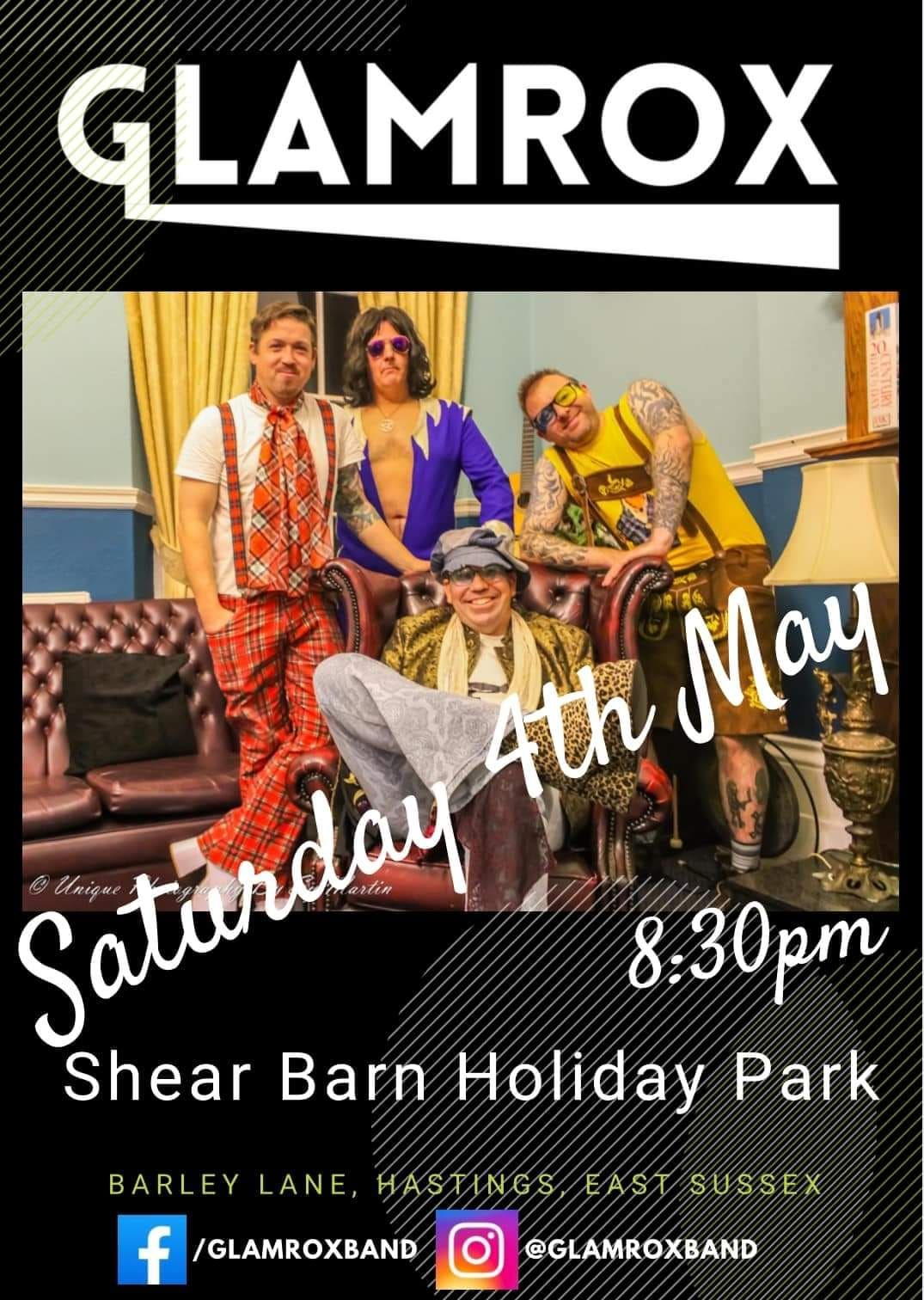 GlamRox play Shearbarn Holiday Park, Hastings 