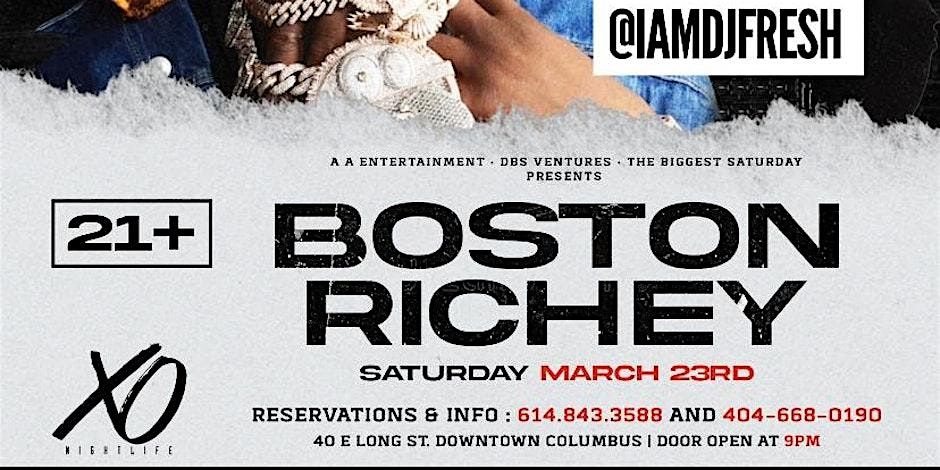 BOSTON  RICHEY  TAKES   OVER   XO   Nightlife   Saturday   March 23rd  ,!\u201d!