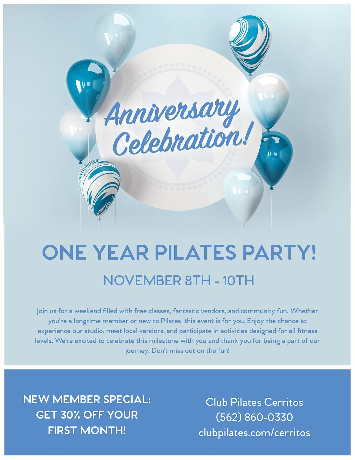 Free Pilates Classes - One Year of Wellness: CP Anniversary Celebration!