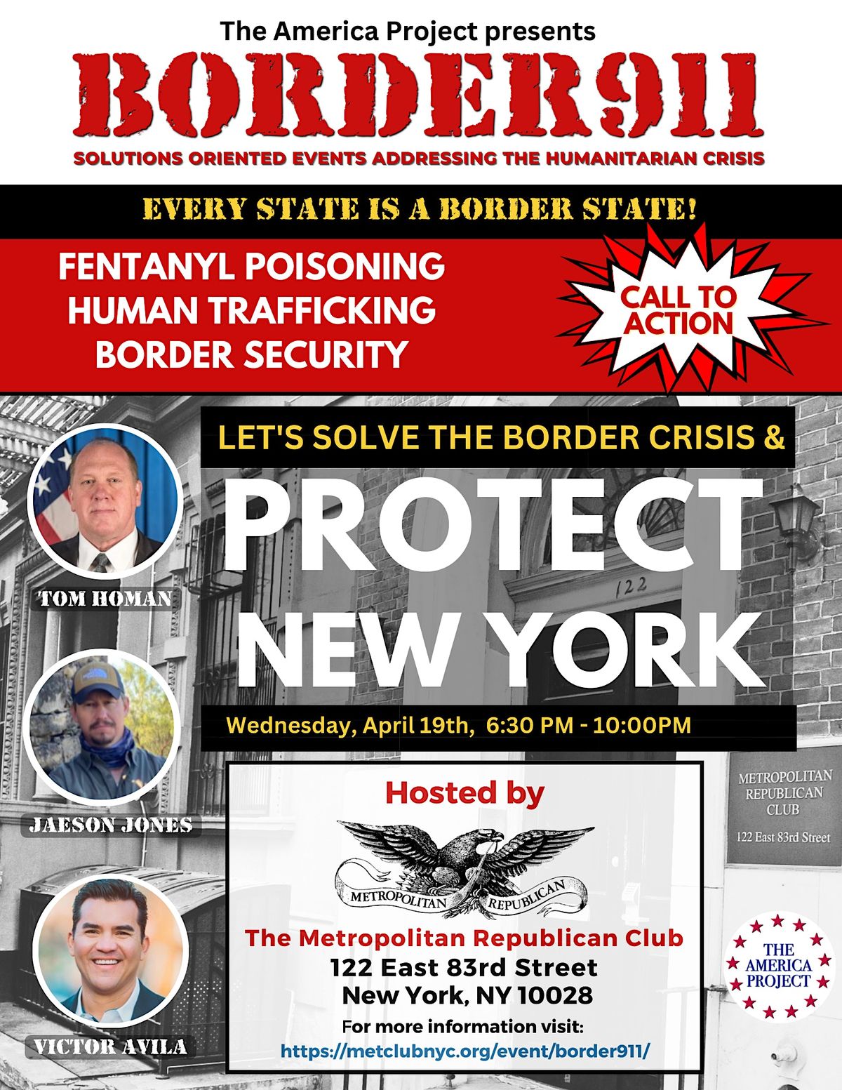 Border911 with Tom Homan Comes to the Met Club!