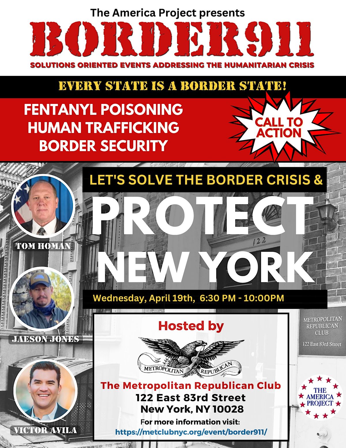 Border911 with Tom Homan Comes to the Met Club!, Metropolitan