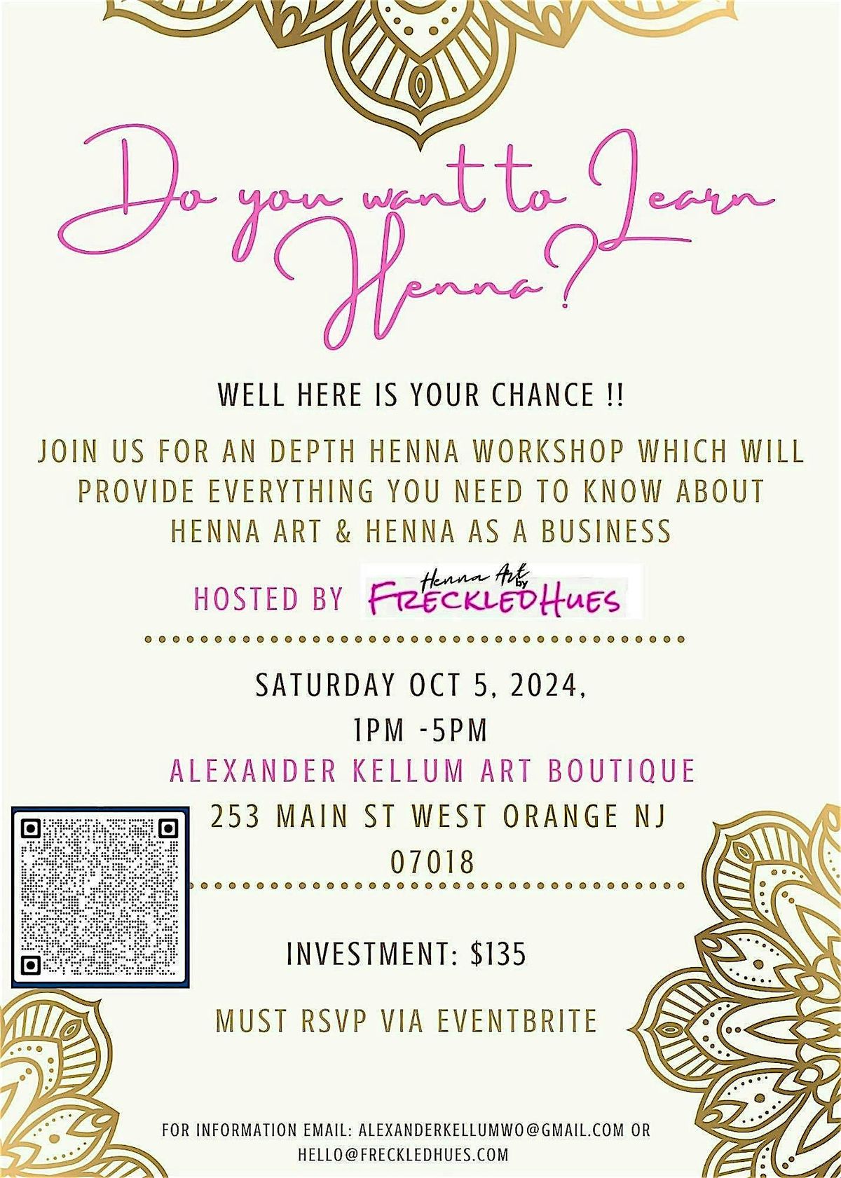 Learn Henna Art Workshop @ Alexander Kellum Art Boutique