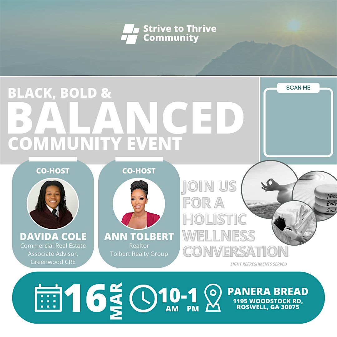 Black, Bold & Balanced Community Event, Panera Bread, Roswell, 16 March