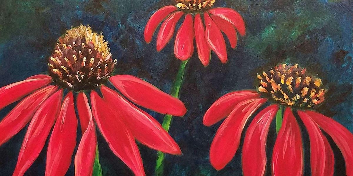 Coneflowers In Bloom - Paint and Sip by Classpop!\u2122