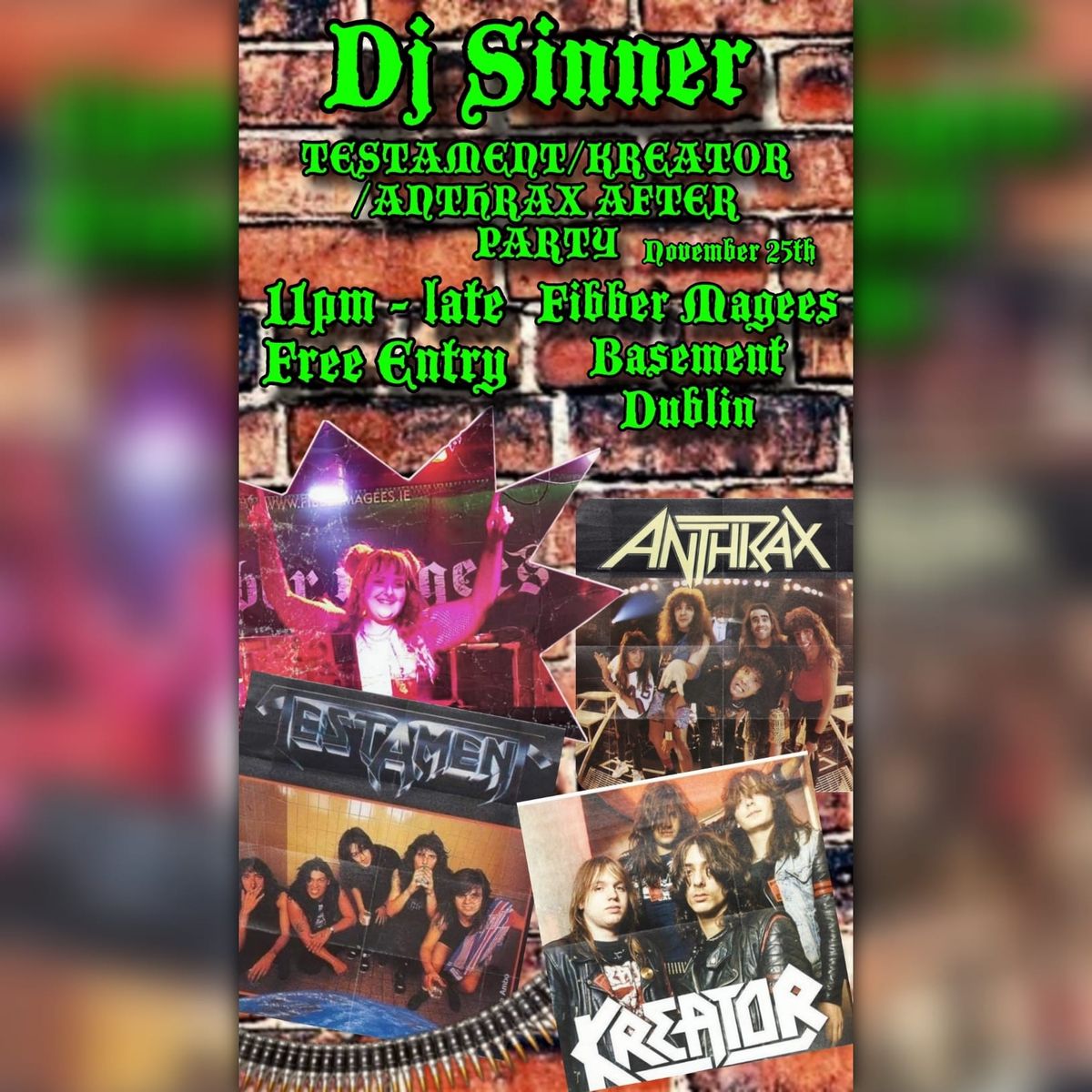 Testament\/Anthrax\/Kreator After Party with DJ Sinner 