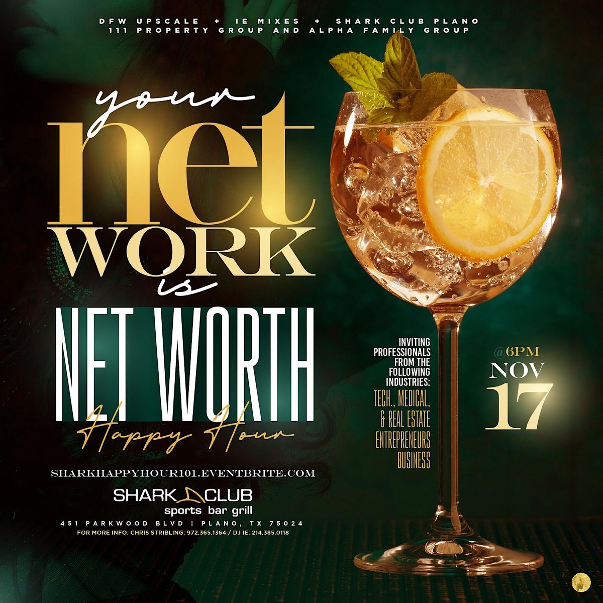 Happy Hour 101 - Your Network is Your Networth  @ Shark Club
