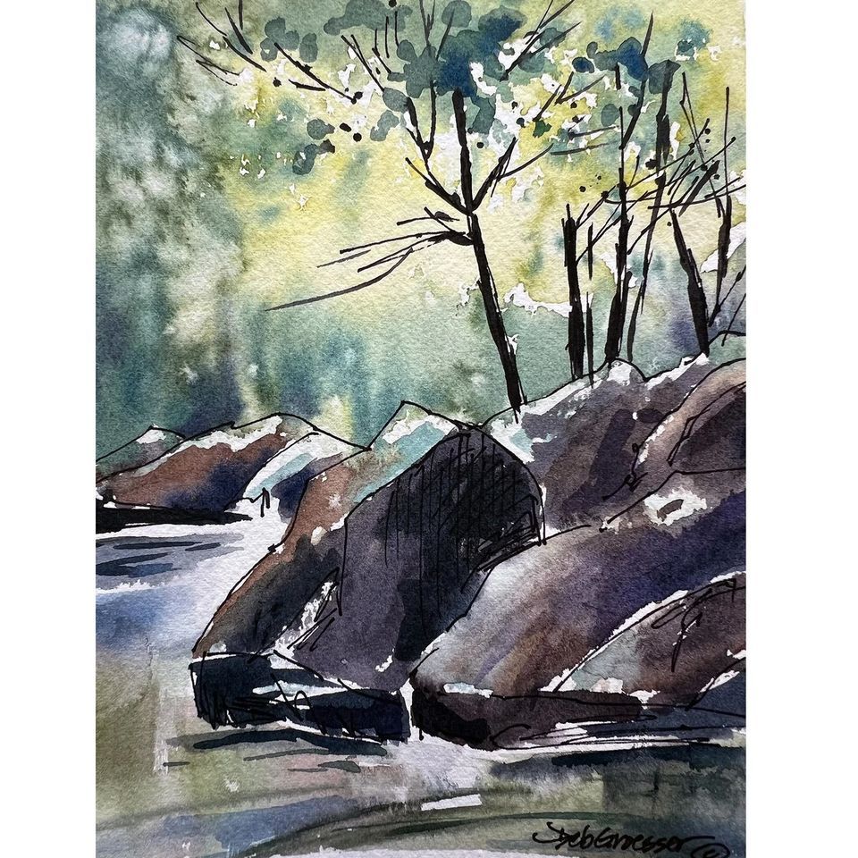 Creeks & Rocks Watercolor 102 Art Class