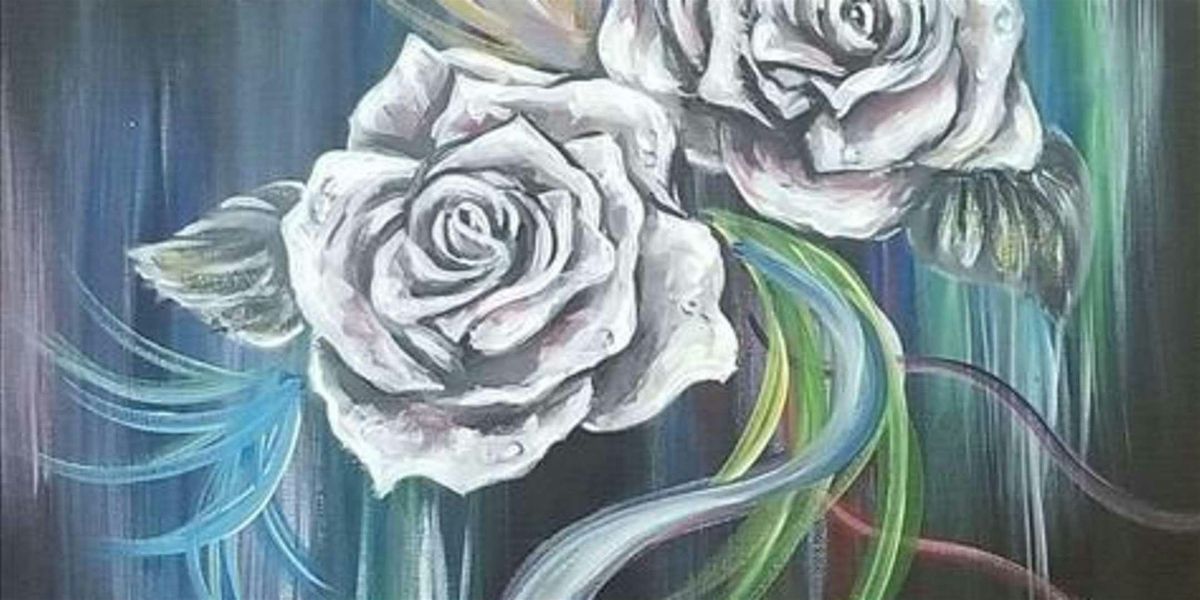 Aurora White Rose - Paint and Sip by Classpop!\u2122