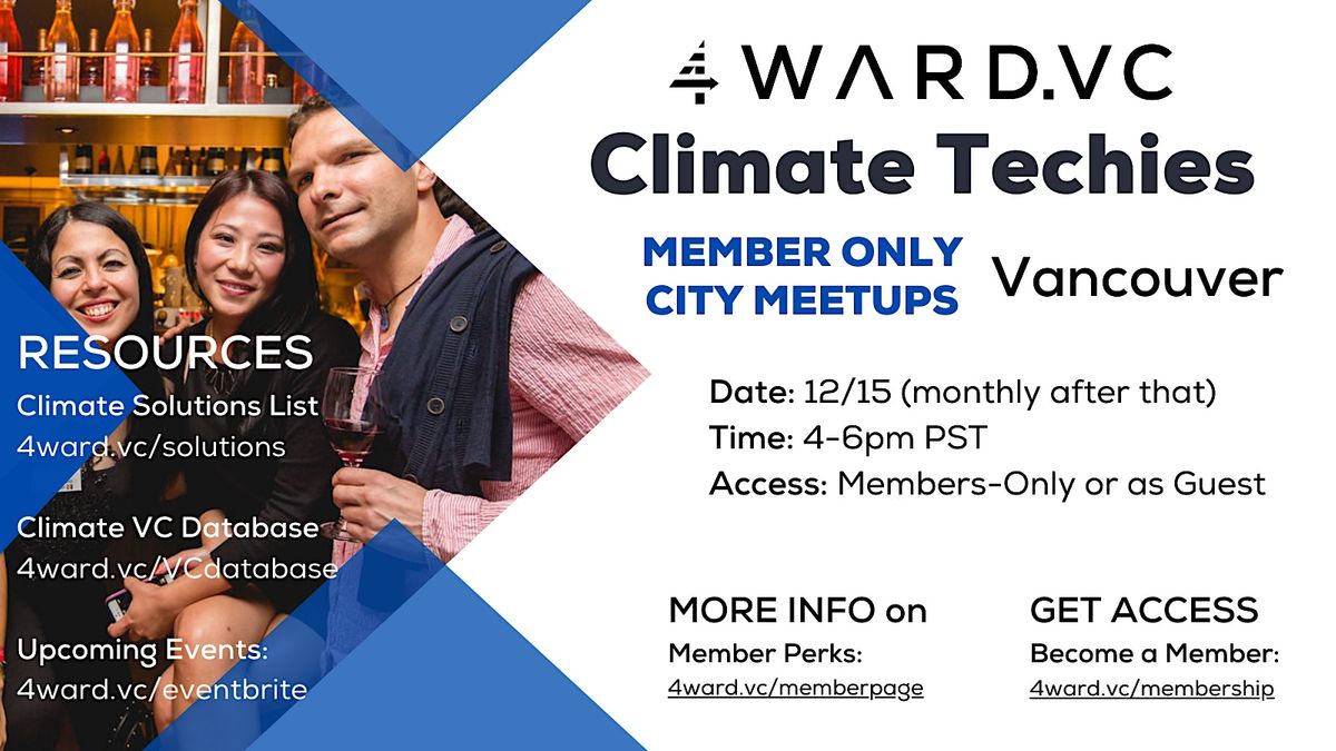 Climate Techies Vancouver Monthly Member Sustainability & Networking Meetup