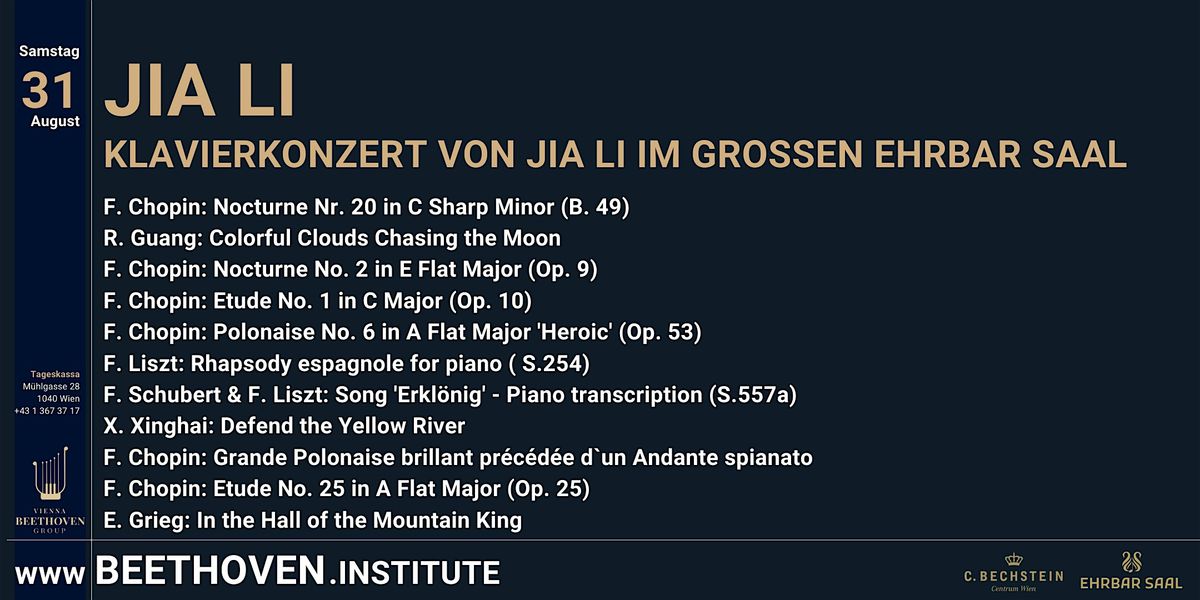 Klavierkonzert von Jia Li im Gro\u00dfen Ehrbar Saal