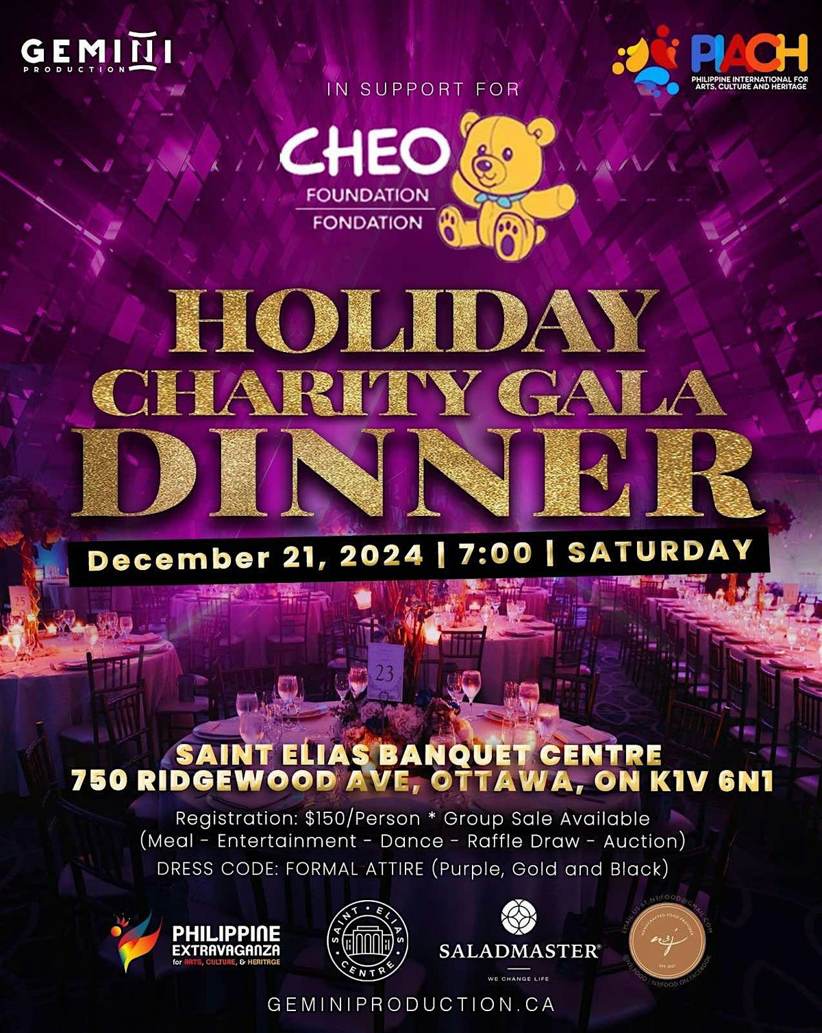 HOLIDAY CHARITY GALA DINNER for CHEO